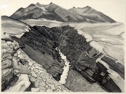 ©1990 Jan Aronson Patagonia Series Gorge Graphite on Paper 23x31