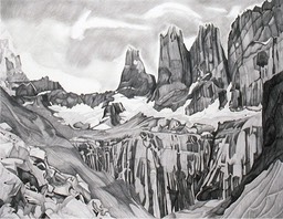 ©1990 Jan Aronson Patagonian Series The Towers Tom's View Graphite on Paper 23x29