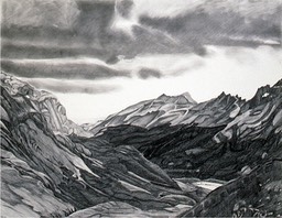 ©1991 Jan Aronson Patagonian Landscape Sara's Choice Graphite on Paper 29x23