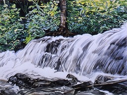 ©1993 Jan Aronson O'Briens Waterfall #2 Watercolor on Paper 18x24