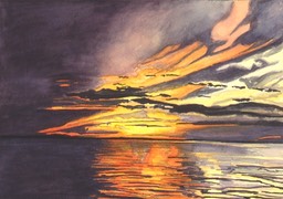 ©1996 Jan Aronson Amazonian Sunset #4 Watercolor on Paper 10x14