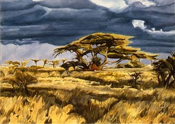 ©1997 Jan Aronson Kenya #5 Watercolor 10x14
