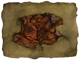 ©2001 Jan Aronson Leaf #9 Watercolor Paper 6.25x8.5 SOLD